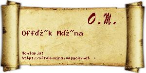 Offák Mína névjegykártya